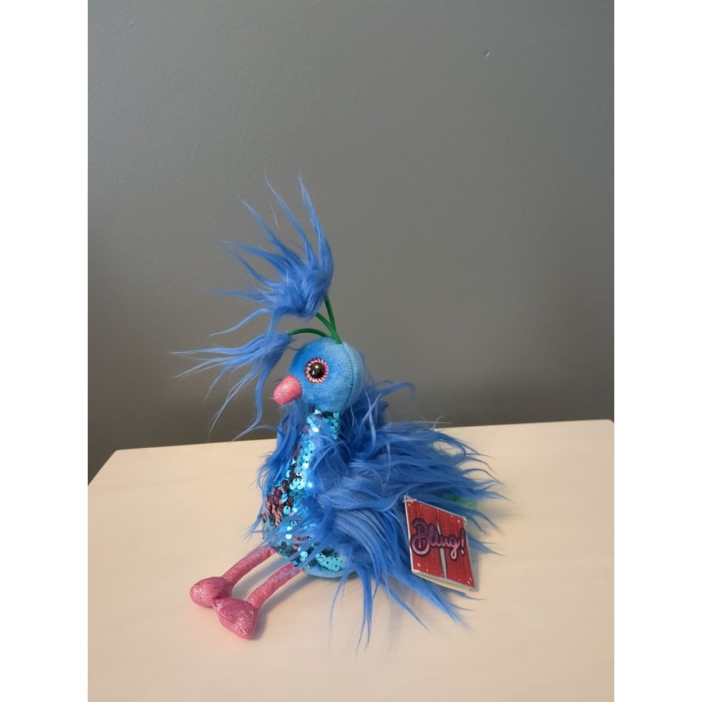 Bling Peacock Toy Plush Pink Blue Color Change Sequin Bird Pink Stuffed Animal